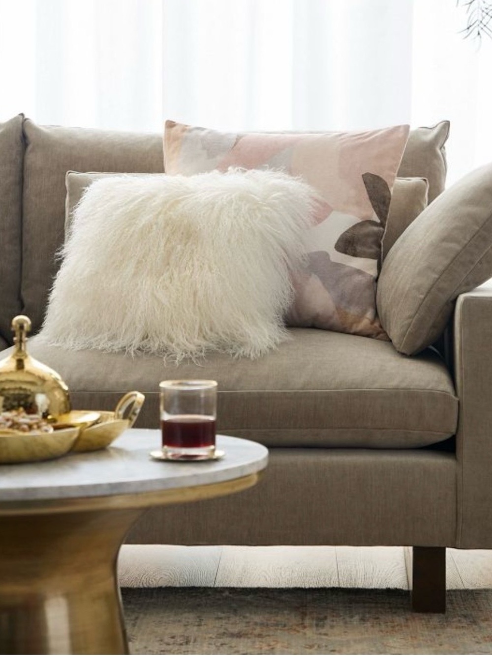 West Elm NWT White Long-Pile Mongolian Lamb Pillow Covers (Set of 2)